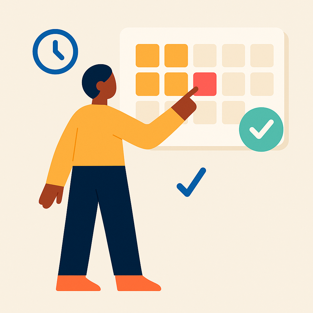 Person selecting a date on a calendar