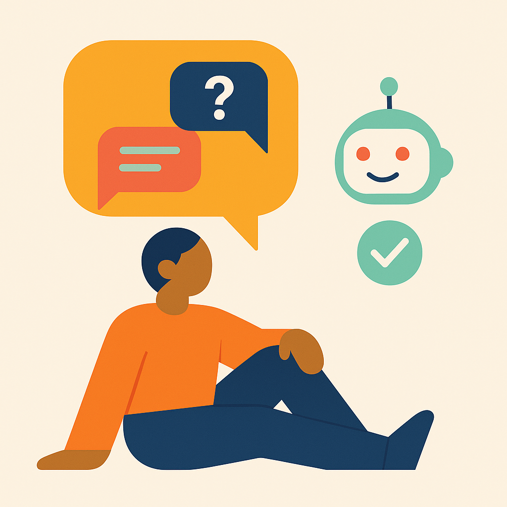 Person asking questions to an AI chatbot
